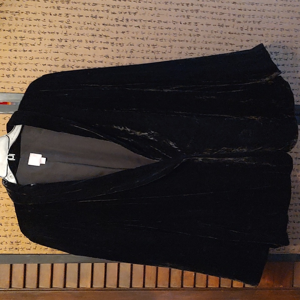 Velour Black Dress Jacket Coat Size Large L J Jill
